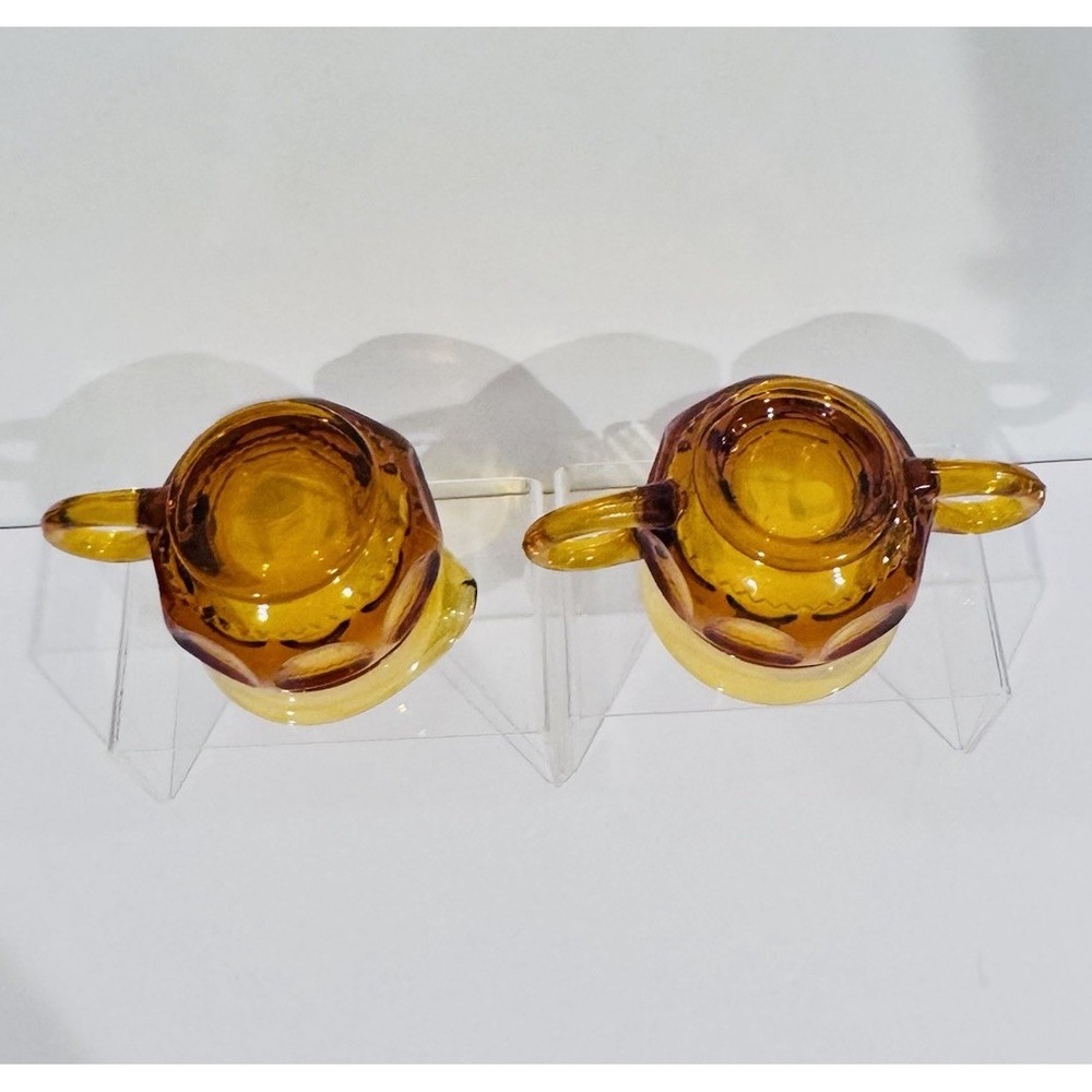 Vintage Indiana Glass Kings Crown Amber Creamer & Sugar Set No Damage - Picture 6 of 9